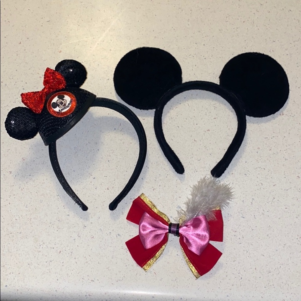 Disney Mouseketeer ears + Captain Hook bow